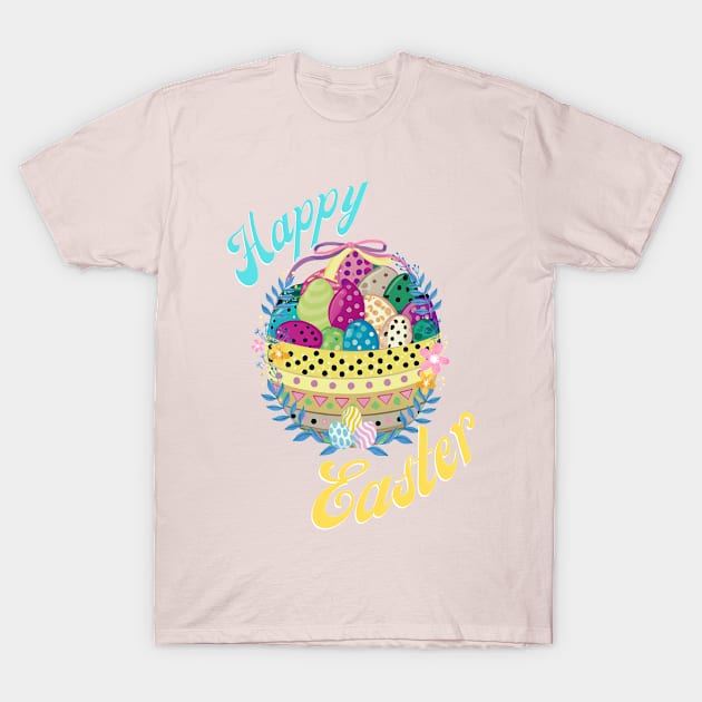 Colorful Easter Egg Basket T-Shirt by MzM2U